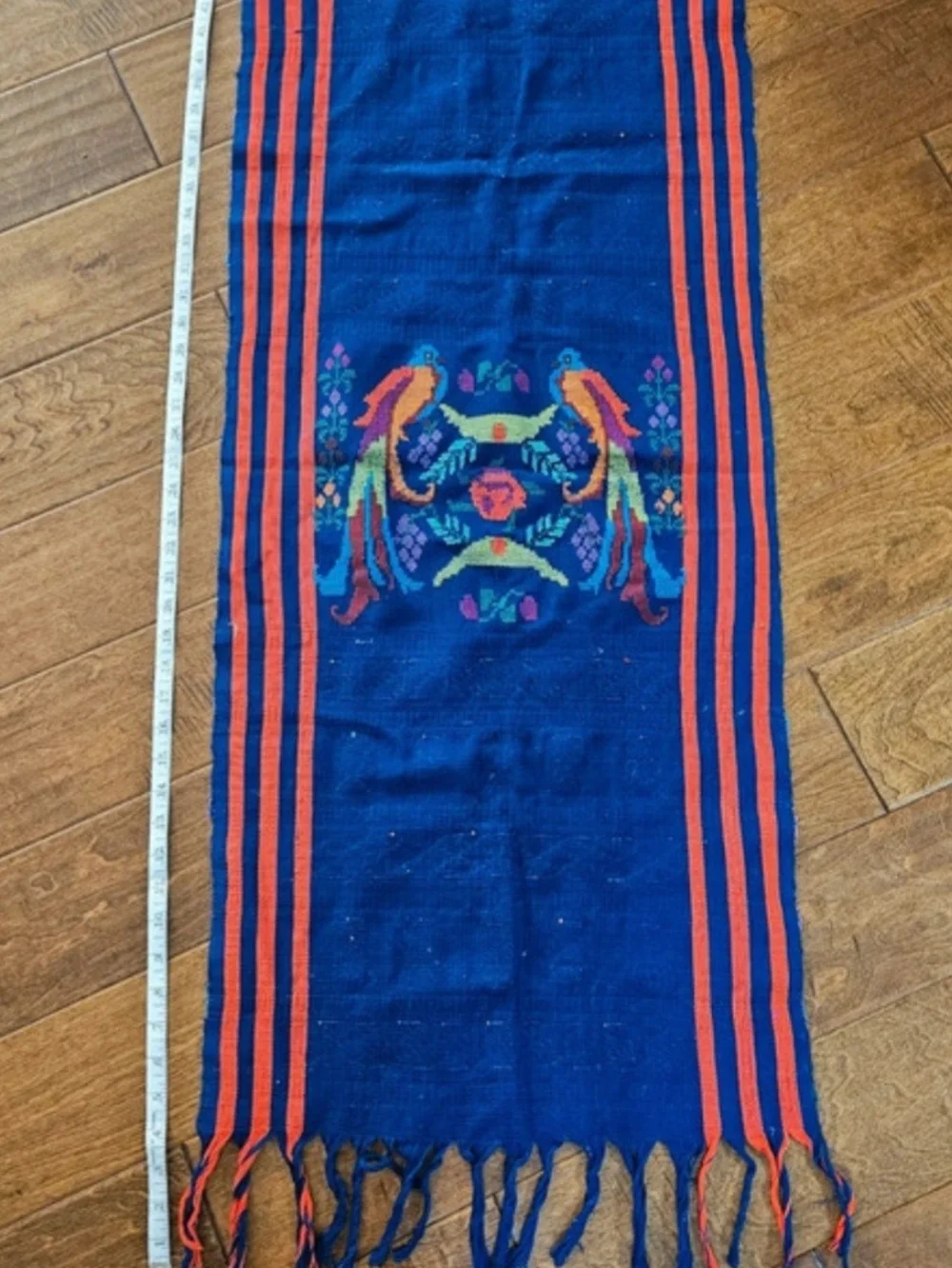 Colorful Parrot Bird Tapestry Panel - Navy and Orange